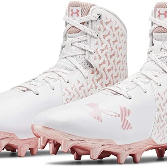 UNDER ARMOUR WOMENS ROSE GOLD WHITE HIGHLIGHT MC LACROSSE CLEATS SIZE 5.5 NWOT - Picture 11 of 15